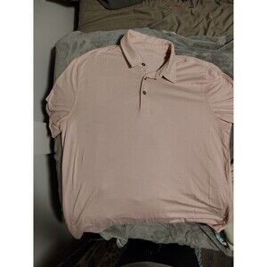 PGA TOUR Men's Light Pink Polo Shirt Size L Short Sleeve Button Collared